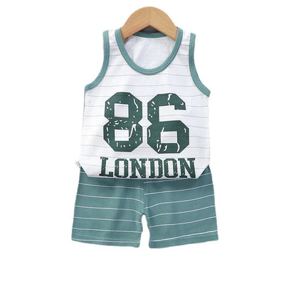 Summer Clthes Children's Vest Suits  Pure Cotton Boys and Girls Thin Summer Clothes Baby Clothing Children's Clothing 2pcs
