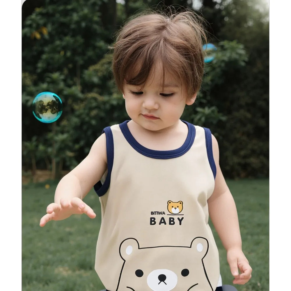 Summer Clthes Children's Vest Suits  Pure Cotton Boys and Girls Thin Summer Clothes Baby Clothing Children's Clothing 2pcs