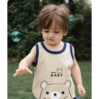 Summer Clthes Children's Vest Suits  Pure Cotton Boys and Girls Thin Summer Clothes Baby Clothing Children's Clothing 2pcs